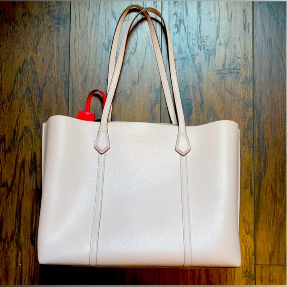 Tory Burch Perry Triple Compartment Tote Bag in Pink Textured Leather - Picture 4 of 10